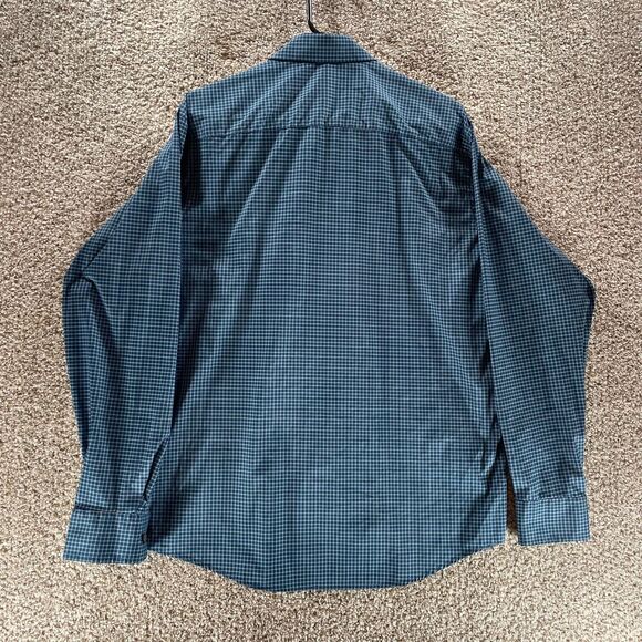 Cole Hann Shirt Mens Large Blue Check Long Sleeve Button Up Grand Series Adult - Picture 8 of 11